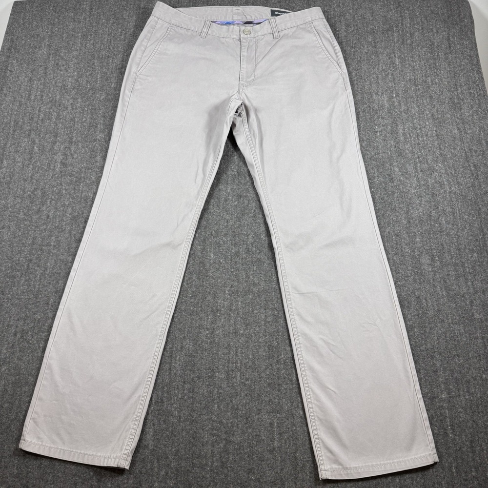 Bonobos Men's Chino Pants 34x34 Straight Fit Light Gray 100% Cotton Khakis